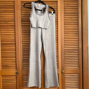 Victoria's Secret Light Gray Ribbed Flare Knit Pants